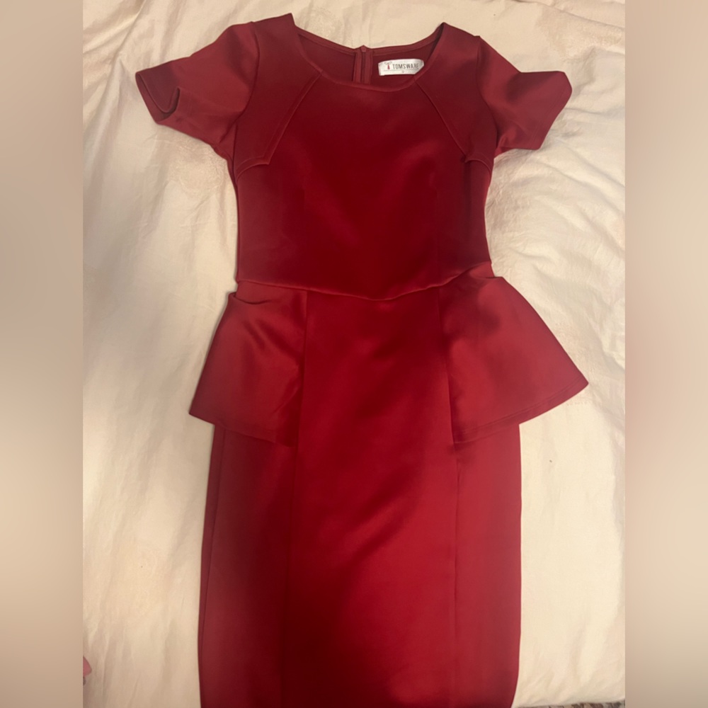 Red Peplum Workwear Dress